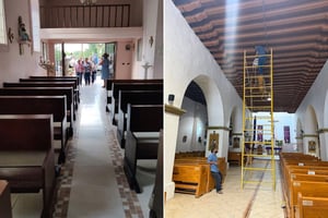 La comunidad de Candela se une para restaurar su parroquia con apoyo técnico y social.  Néstor Martínez, monseñor y vicario de la diócesis de Saltillo