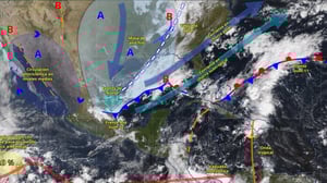 El Frente Frío Número 12 provocará un marcado descenso térmico, lluvias fuertes y evento de Norte en gran parte de México.  El Frente Frío Número