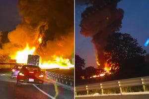 Una pipa cargada con combustible se incendió en el kilómetro 48 de la autopista México-Puebla, provocando cierre total y gran congestión vehicular este martes.