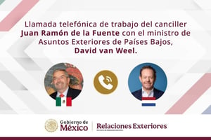 El canciller Juan Ramón de la Fuente habló este martes con su homólogo neerlandés sobre inversión, comercio bilateral y el reciente plan de paz en Gaza.  Este