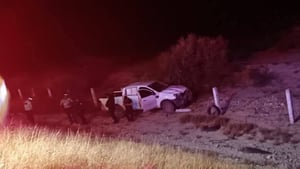 Una camioneta terminó fuera de la carretera federal 53. Sus dos ocupantes resultaron ilesos, en un accidente que activó a bomberos y Cruz Roja.CASTAÑOS,