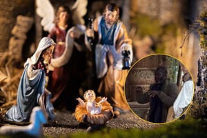 El alcalde de Galatone notó una figura 'nueva' y en movimiento; al acercarse descubrió a un hombre que afirmaba que el pesebre era 'su casa'.  Un hombre