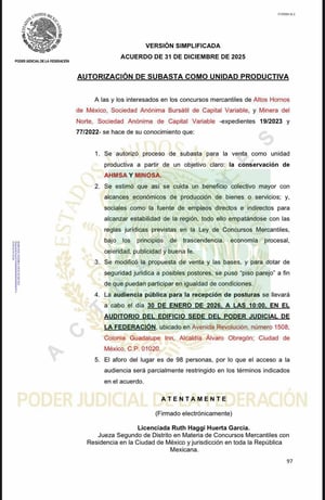 El acuerdo se realizó al cierre del año.  MONCLOVA, COAH.— En el último tramo de 2025, el Poder Judicial de la Federación definió el rumbo del proceso