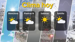 Coahuila experimentará cielos soleados y nublados con viento moderado, acompañados de temperaturas máximas de 27° y mínimas de 5° en Sabinas.  El clima
