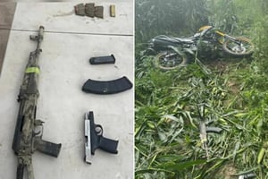 Una persecución en la comunidad de Yevabito, Navolato, dejó armas y una motocicleta abandonadas; autoridades estatales mantienen operativo de búsqueda.
