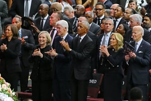 Los expresidentes Barack Obama, Bill Clinton y Joe Biden asistieron este viernes al acto público fúnebre de Jesse Jackson, líder histórico