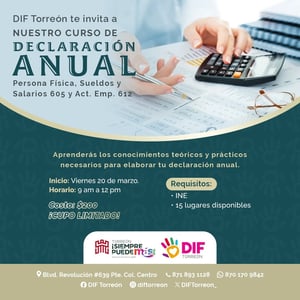 El curso iniciará el viernes 20 de marzo, de 09:00 a 12:00 horas  Torreón, Coahuila. A 15 de marzo de 2026. Con el objetivo de brindar herramientas útiles