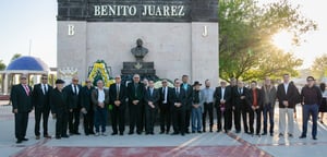 Autoridades municipales, educativas y militares realizaron una ceremonia cívica en Piedras Negras para recordar el 220 aniversario del natalicio de Benito