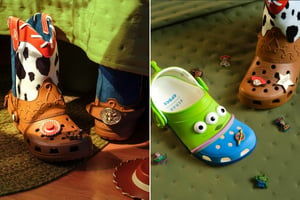 Pixar y Crocs lanzan colección de Toy Story con diseños de Jessie y otros personajes, disponible antes del estreno de Toy Story cinco en junio.  Pixar y Crocs