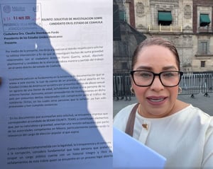 Exsecretaria municipal de Múzquiz acudió a Palacio Nacional para entregar documentos sobre presunto expediente en Estados Unidos contra candidato a diputado