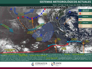 Coahuila mantiene alerta por lluvias fuertes, vientos intensos y posible formación de torbellinos este martes, especialmente en la región norte del estado,