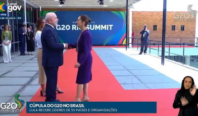 Sheinbaum llega a la Cumbre G20 en Río de Janeiro; es recibida por Lula Da Silva