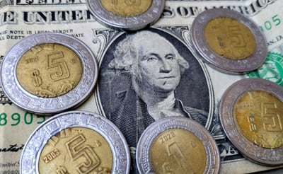 Peso mexicano retrocede mientras el dólar se fortalece en mercados