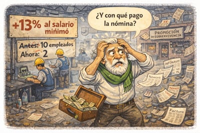 Caricatura editorial - El peso del salario recae en pocos hombros