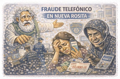 Caricatura editorial - ¡Cuelga, es una estafa!