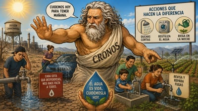 Caricatura Editorial... Cronos contra el desperdicio del agua