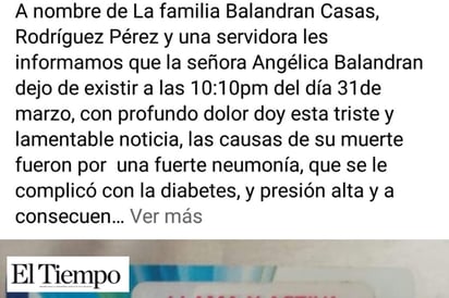 Que no murió por Covid-19  fue por ‘Neumonía Atípica’