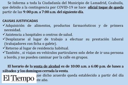 ‘Toque de queda’ en Lamadrid