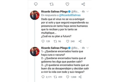 ¿Cuál es su plan a futuro? Pregunta Salinas Pliego en Twitter