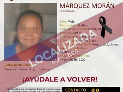 Localizan sin vida a niña de 12 años desaparecida en Veracruz