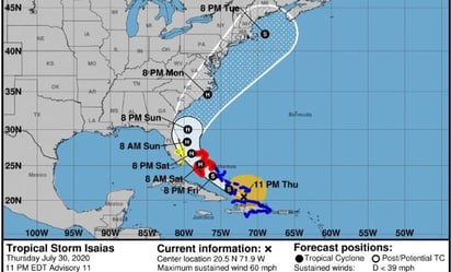 Huracán Isaías llega al sureste de Bahamas ¿Podría llegar a México?