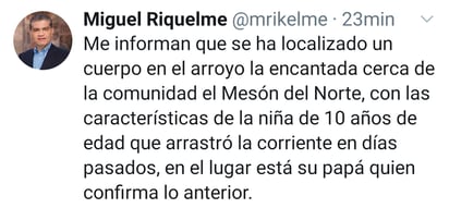 Localizan cuerpo de la pequeña Lluvia, niña de 10 años que fue arrastrada por la corriente en Saltillo 