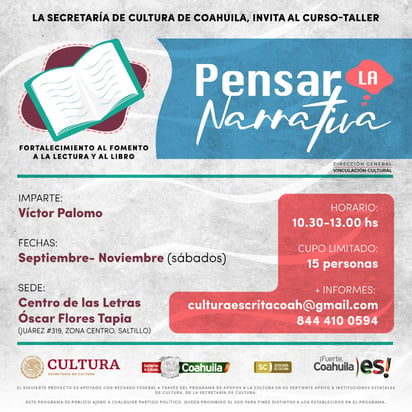 Convocan al  curso-taller ‘Pensar la  narrativa’