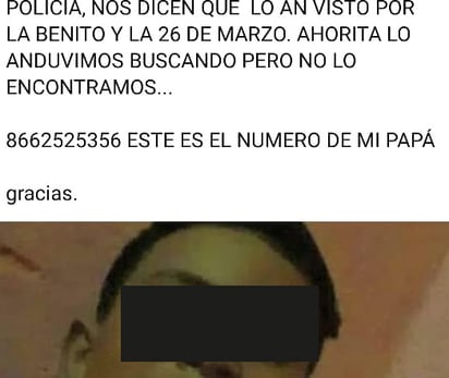 Se extravió un menor de edad en Cuatro Ciénegas