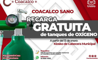 Comienzan recargas gratis de tanques de oxígeno para pacientes COVID