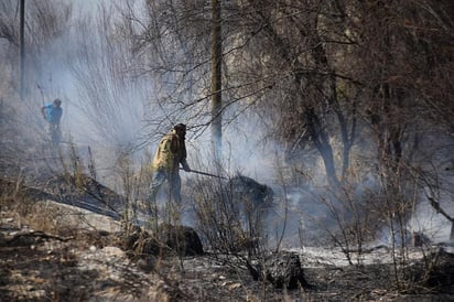 Consume el fuego área de pastizales en el ejido San Isidro