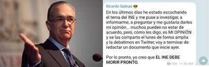 INE debe morir pronto: Ricardo Salinas Pliego: En su grupo de Telegram, el empresario dijo que en los últimos días escuchó mucho sobre este instituto.