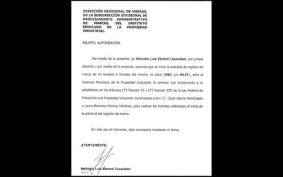 Busca Marcelo Ebrard registrar su nombre y siglas como marca en IMPI