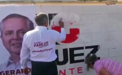 Candidato de Morena en Ahome borra propaganda de contrincante