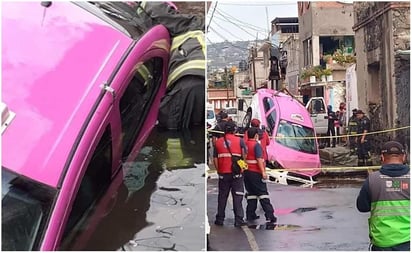 Socavón 'devora' taxi en Milpa Alta