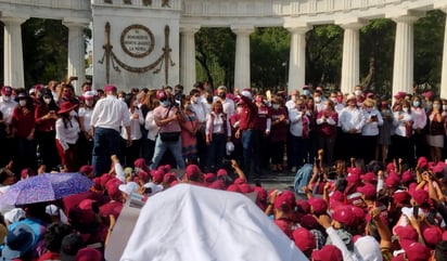 Morena celebra resultados electorales en Hemiciclo a Juárez