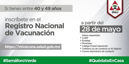 Ya hay nuevas fechas para la vacunación de personas de 40 a 49 años