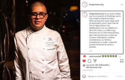 Fallece el chef Fernando A. Sánchez Ortiz