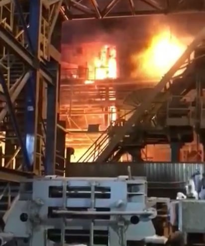 Manguera de gas truena en el BOF de la planta dos de AHMSA 