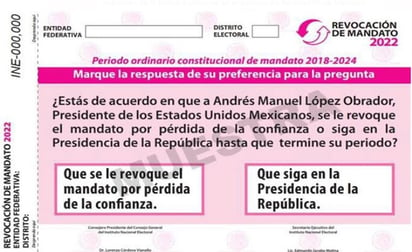 Aprueba INE diseño e impresión de boleta de Revocación de Mandato