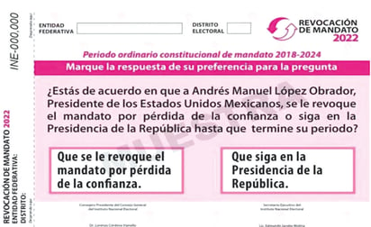 El consejo general del INE aprueba boleta para revocación de mandato de AMLO