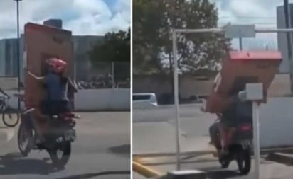 Pareja compra pantalla en El Buen Fin y se les cae durante un viaje en moto