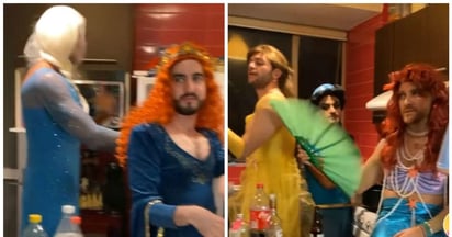 VIDEO: Grupo de hombres hace fiesta de disfraces con temática de princesas