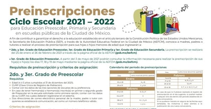 Calendario de preinscripciones para kínder, primaria y secundaria