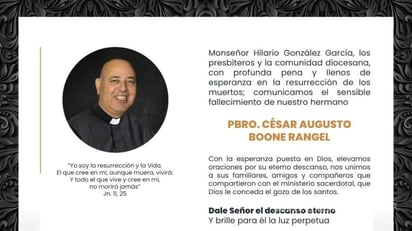 Muere el sacerdote César Boone, tras ser víctima del COVID-19