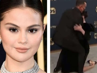 Así se cayó Selena Gómez durante su paso por la alfombra roja de los SAG Awards