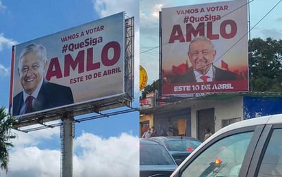 El INE ordena bajar espectaculares a favor de AMLO