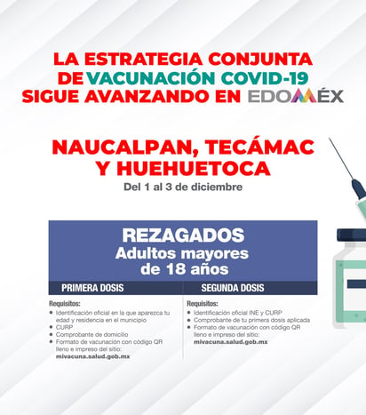 Dónde y cuándo vacunarán a rezagados en Naucalpan