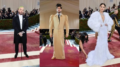 J Balvin, Bad Bunny y Eiza González en la Met Gala