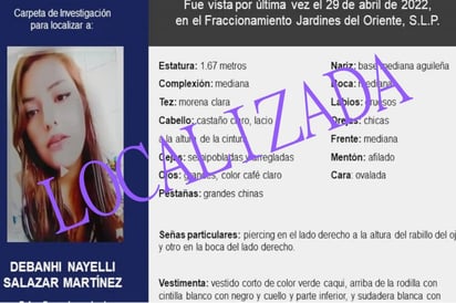 Localizan con vida a joven desaparecida en San Luis Potosí