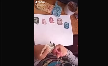 Niña recorta billetes para ilustrar su tarea y vuelve viral en TikTok